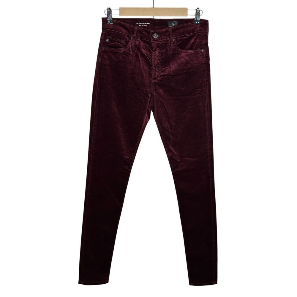 AG Adriano Goldschmied Pants Womens 27 Plum Velvet Farrah Skinny High Rise NEW